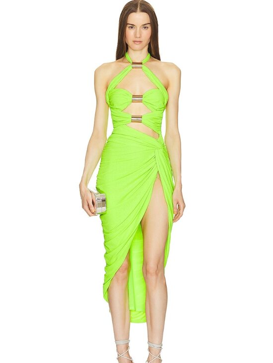 Michael Costello Dresses & Skirts - Michael Costello x REVOLVE Chelsie Midi Dress in Bright lime Green cutout